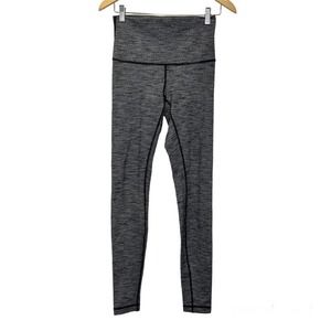 Lululemon Wunder Under High Rise Tights Size 6 Black Grey Heathered Leggings